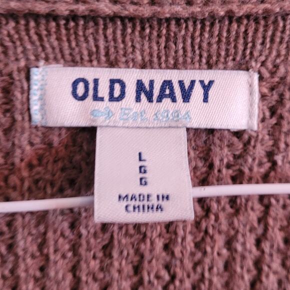 OLD NAVY Women Tan Mixed Stitch Knit Sweater Sz L Neutral Cable Fisherman Cozy - Picture 6 of 8